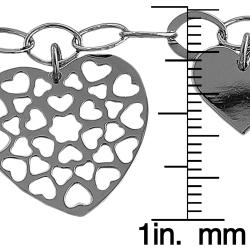 Rhodiumplated Sterling Silver Heart Charm Bracelet