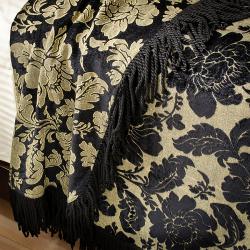 Black Floral Chenille Queen-size Coverlet Set