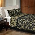Black Floral Chenille Queen-size Coverlet Set