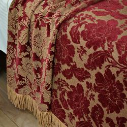 Burgundy Floral Chenille King-size Coverlet Set