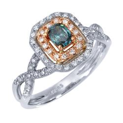 14k Two-tone Gold 3/5ct TDW Blue and White Diamond Ring (G-H, SI1)