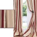 Cream/ Burgundy/ Tan Stripe Faux Silk Taffeta 96-inch Curtain Panel