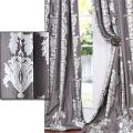 Charcoal Grey With Silver Metallic Print Faux Silk 120-inch Curtain Panel