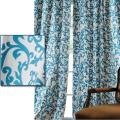 Stamford Teal Printed Cotton 96-inch Curtain Panel