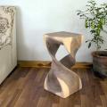 Monkey Pod Wood 23-inch Double Twist White Oil Stool (Thailand)