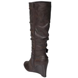 Bamboo by Journee Women's 'Tanya-24' Crinkle Faux Leather Wedge Boots