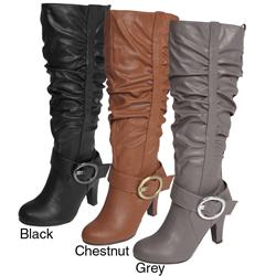 Bamboo by Journee Women's 'Verde-27' Ruffled Accent Mid-calf Boots