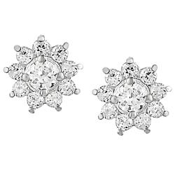 Sterling Silver Cubic Zirconia Flower Earrings