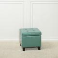 Tufted Patent Leather Seafoam Green Storage Ottoman