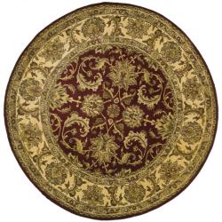 Indo Hand-knotted Jaipur Treasures Red/ Beige Wool Heirloom Rug (8' Round)