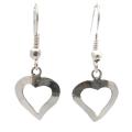Alpaca Silver Open Heart Earrings (Mexico)