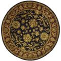 Indo Hand-knotted Jaipur Treasures Black/ Burgundy Wool Heirloom Rug (8' Round)