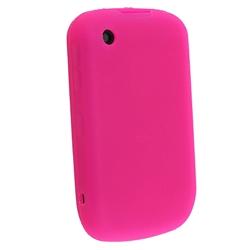 Hot Pink Silicone Case/ Mirror LCD Protector for Blackberry Curve 8520
