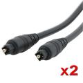 6-foot Black Digital Optical Audio TosLink Cable Male to Male (Pack of 2)