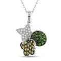 10k White Gold Multi-gemstone and 1/10ct TDW Diamond Necklace (H-I, I2-I3)