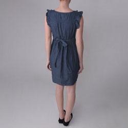 Ci Sono by Journee Junior's Pleated Neckline Sleeveless Denim Dress