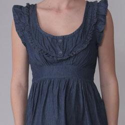 Ci Sono by Journee Junior's Pleated Neckline Sleeveless Denim Dress