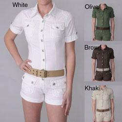 Ci Sono by Journee Junior's Buttoned Short-sleeve Jumper