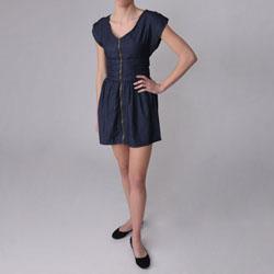 Ci Sono by Journee Junior's Zippered V-neck Denim Dress
