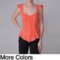 Ci Sono by Journee Junior's Pleated Short-sleeve Button-up Top