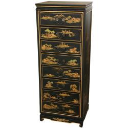Wooden Black Landscape 8-drawer Cabinet (China)