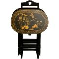 Set of 4 Rosewood Antique Gold and Black TV Trays (China)