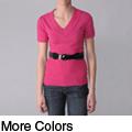 Ci Sono by Journee Junior's Belted Ribbed V-Neckline Top