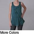 Journee Collection Junior's Floral Accent Sleeveless Chiffon Top
