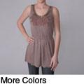 Journee Collection Junior's Rhinestone Embellished Neckline Tunic Top