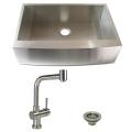 DeNovo Single Bowl Stainless Steel Farmhouse Kitchen Sink and Faucet Combo Set