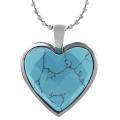 Stainless Steel Turquoise-colored Glass Heart Necklace