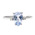 10k White Gold Created Aquamarine and Diamond Accent Ring