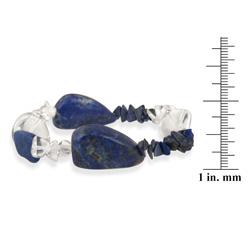 Stonique Creations Sterling Silver Lapis and Crystal Stretch Bracelet