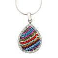 Sterling Silver Multi-colored Crystal Teardrop Necklace