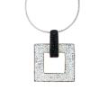 Sterling Silver White and Black Crystal Necklace