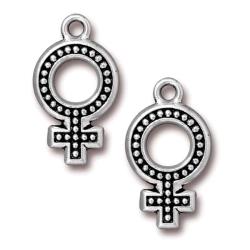 Silverplated Pewter Female Gender Symbol Charms (Set of 2)