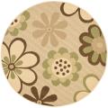 Indoor/ Outdoor Natural/ Olive Rug (5'3 Round)