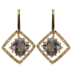 Gems For You 10k Rose Gold Amethyst and Diamond Accent Earrings