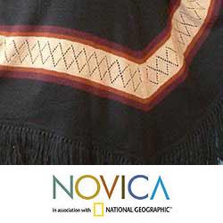 Alpaca Wool 'Casual Black' Poncho (Peru)