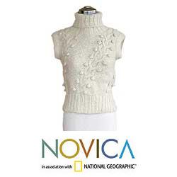 Alpaca Wool 'Snow Dew' Sleeveless Sweater (Peru)