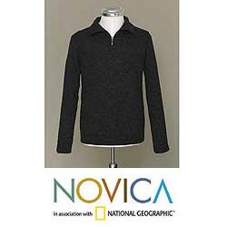 Alpaca Wool Men's 'Casual Gray' Quarter-zip Sweater (Peru)
