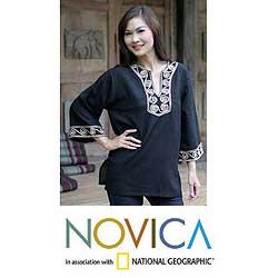 Cotton 'Cosmopolitan Night' Blouse (Thailand)