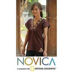Cotton 'Mahogany Melody' Blouse (Thailand)