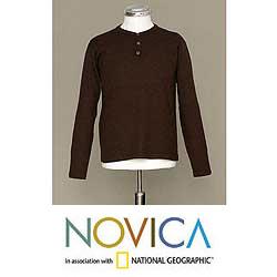 Alpaca Wool Men's 'Hot Cocoa' Crewneck Sweater (Peru)