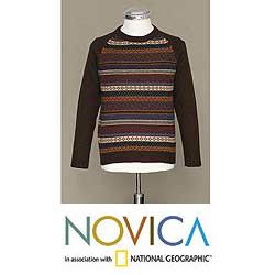 Alpaca Wool Men's 'Horizon' Crewneck Sweater (Peru)