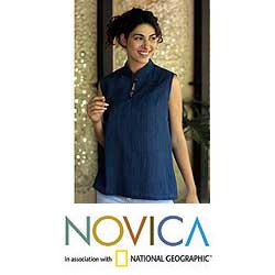 Cotton 'Indigo Sky' Blouse (India)