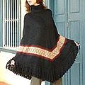 Alpaca Wool 'Casual Black' Poncho (Peru)