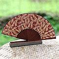 Silk 'Burgundy Fern' Batik Fan (Indonesia)