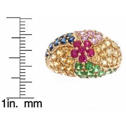 Dyach 14k Yellow Gold Ruby, Tsavorite and Multi-colored Sapphire Ring