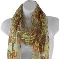 Hand-woven Silk Orange and Yellow Roses on Lattice Scarf (India)